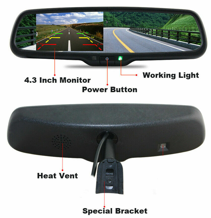 4.3'' Rear View Mirror Monitor OEM Bracket Reversing Backup Camera For Ford Jeep