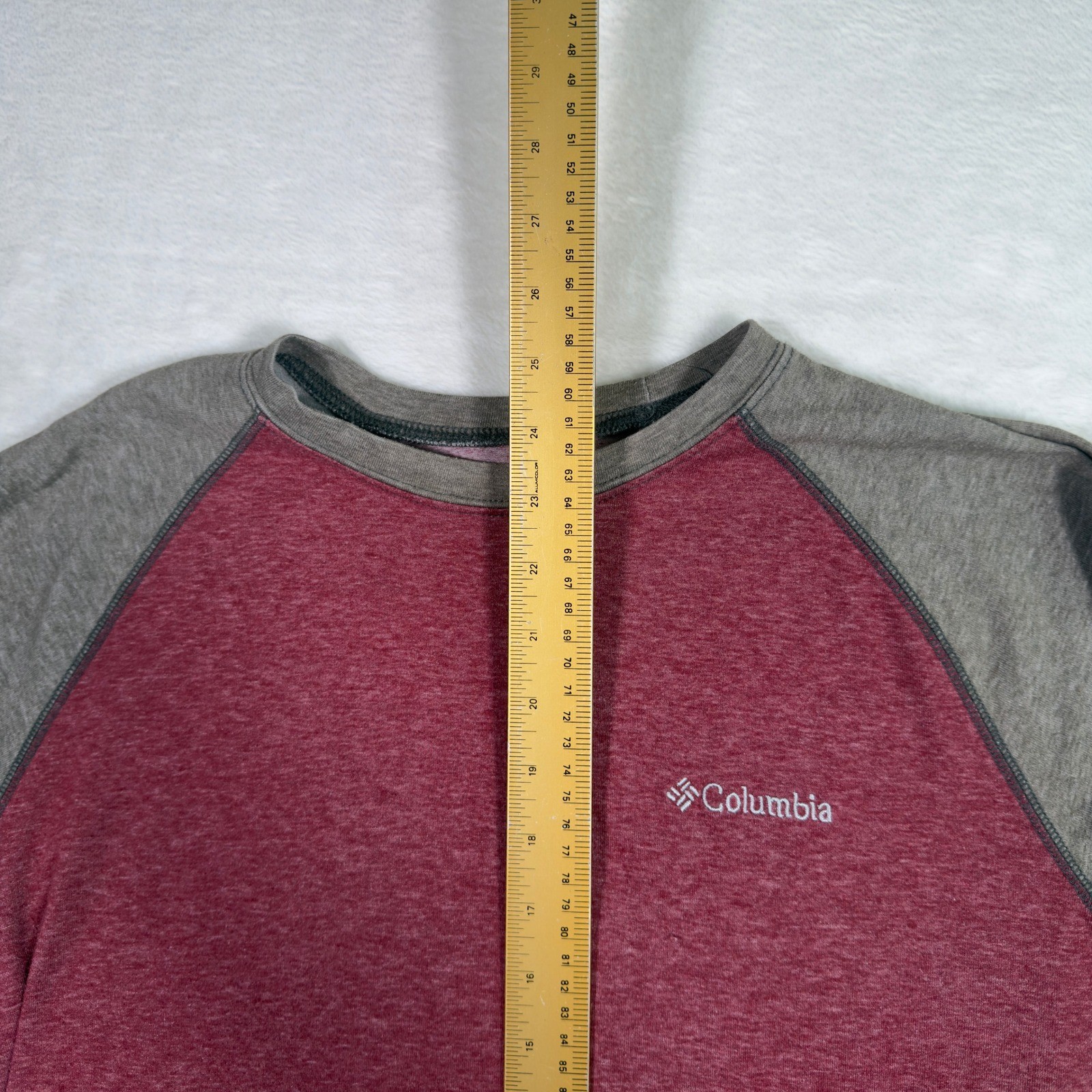 Columbia Mens Long Sleeve Shirt Omni Wick Heathered Red Gray Raglan Large