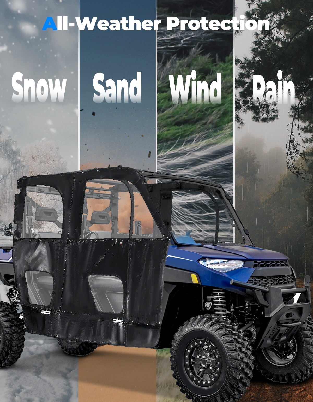 UTV Soft Cab Enclosure Full Door for Polaris Ranger CREW XP 1000 19-24
