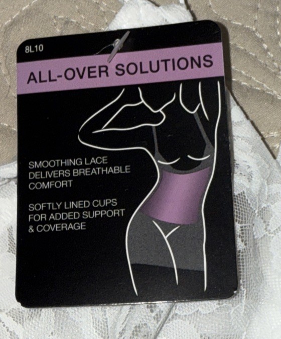 NWT Womens White Lace Bali Body Briefer One Piece Bra Bodysuit Size 38DD