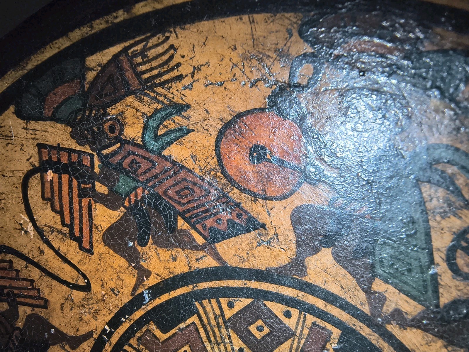 Chinchero Cusco Peru 6" Hand Painted Wall Hanging Plate With Llama & Dancing Men