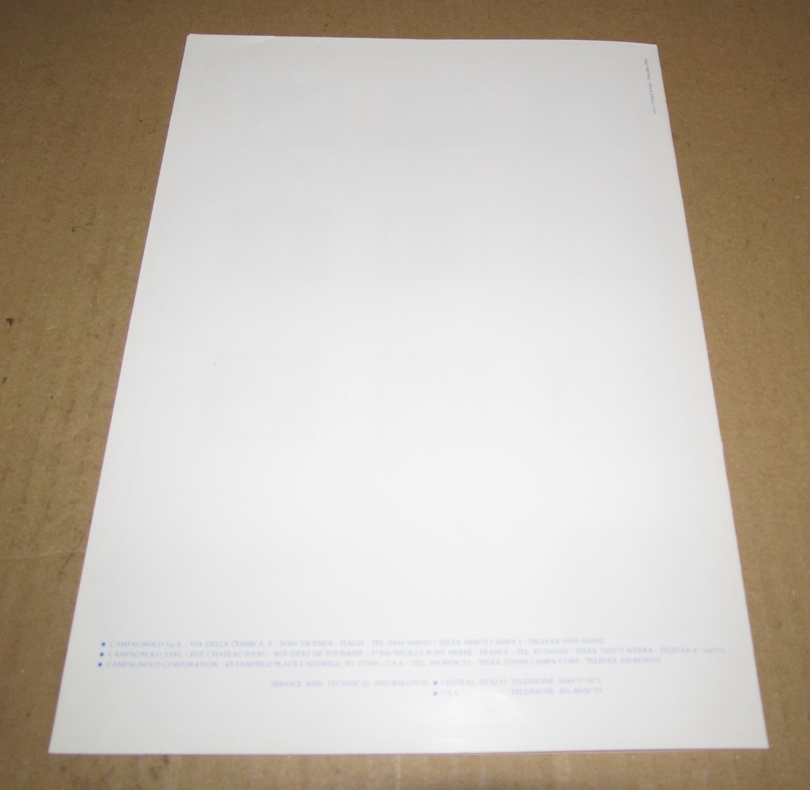 Campagnolo The Alphabet Icon Explanation Brochure 1980's