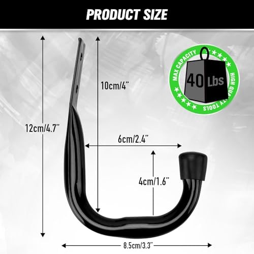 Heavy Duty Garage Storage Hooks, 12-piece Bike Hooks for Garage 12-Piece Black