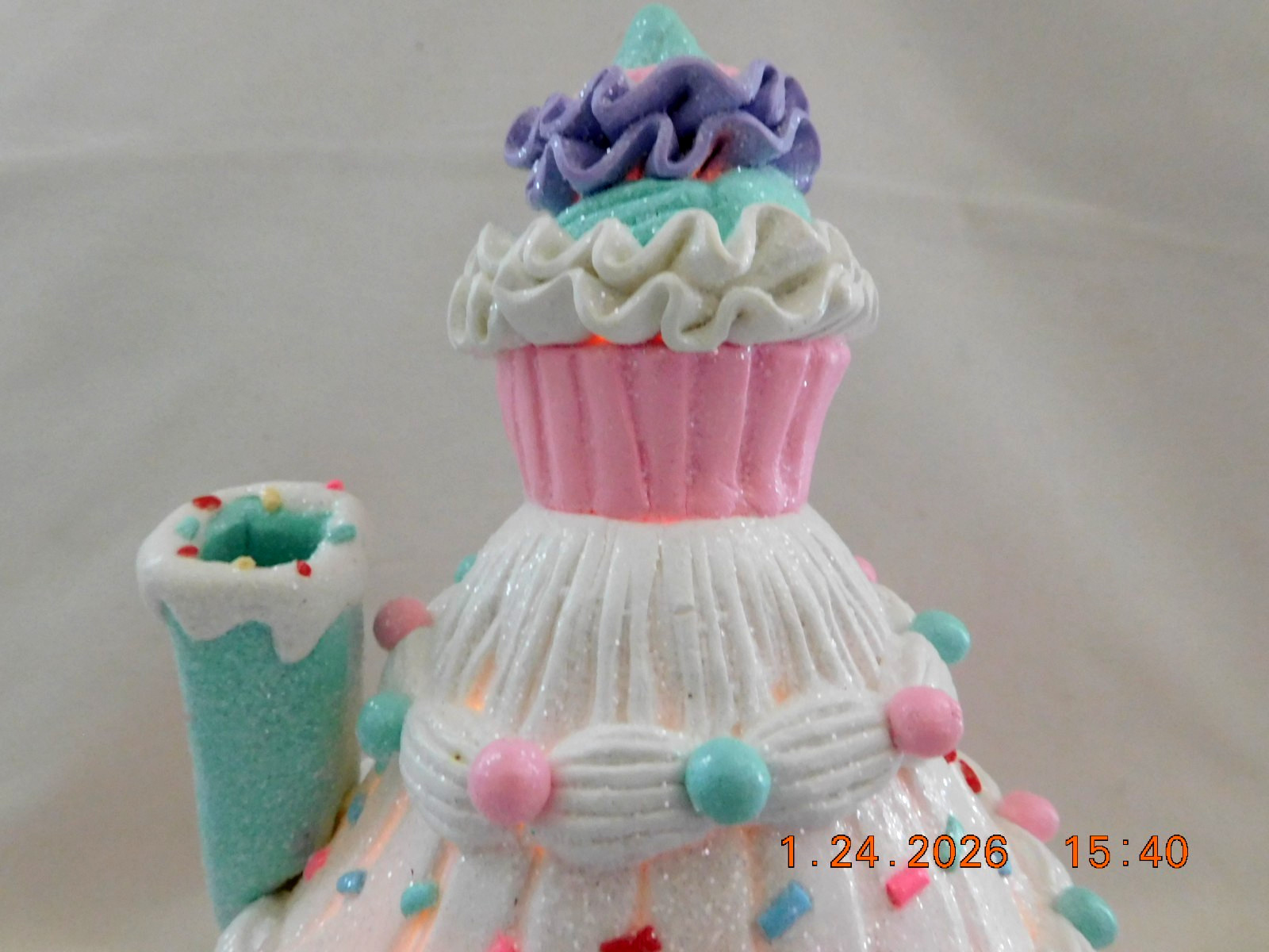 New 2025 Trimsetter Gingerbread Light Up LED "Round Pink House" 9.5"T x 7.5"