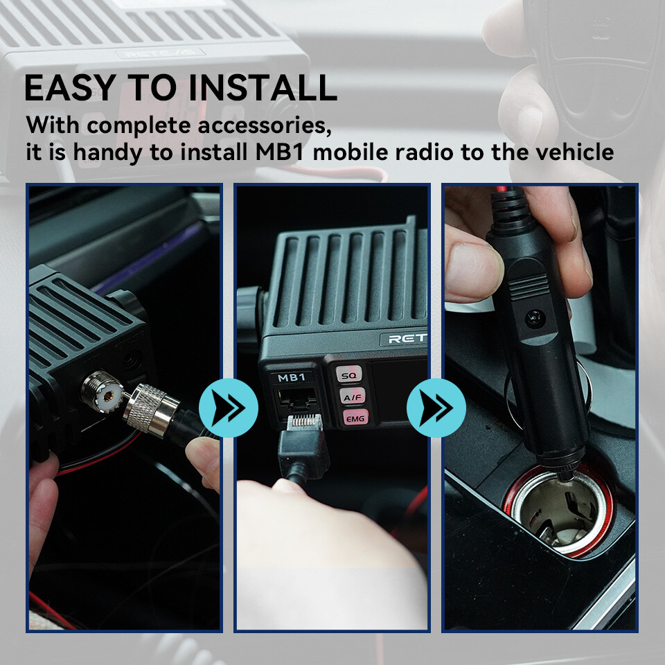 Retevis MB1 CB Radio Dual-Mode AM/FM,12V/24,4 W,40Channel +MR500 CB Antenna