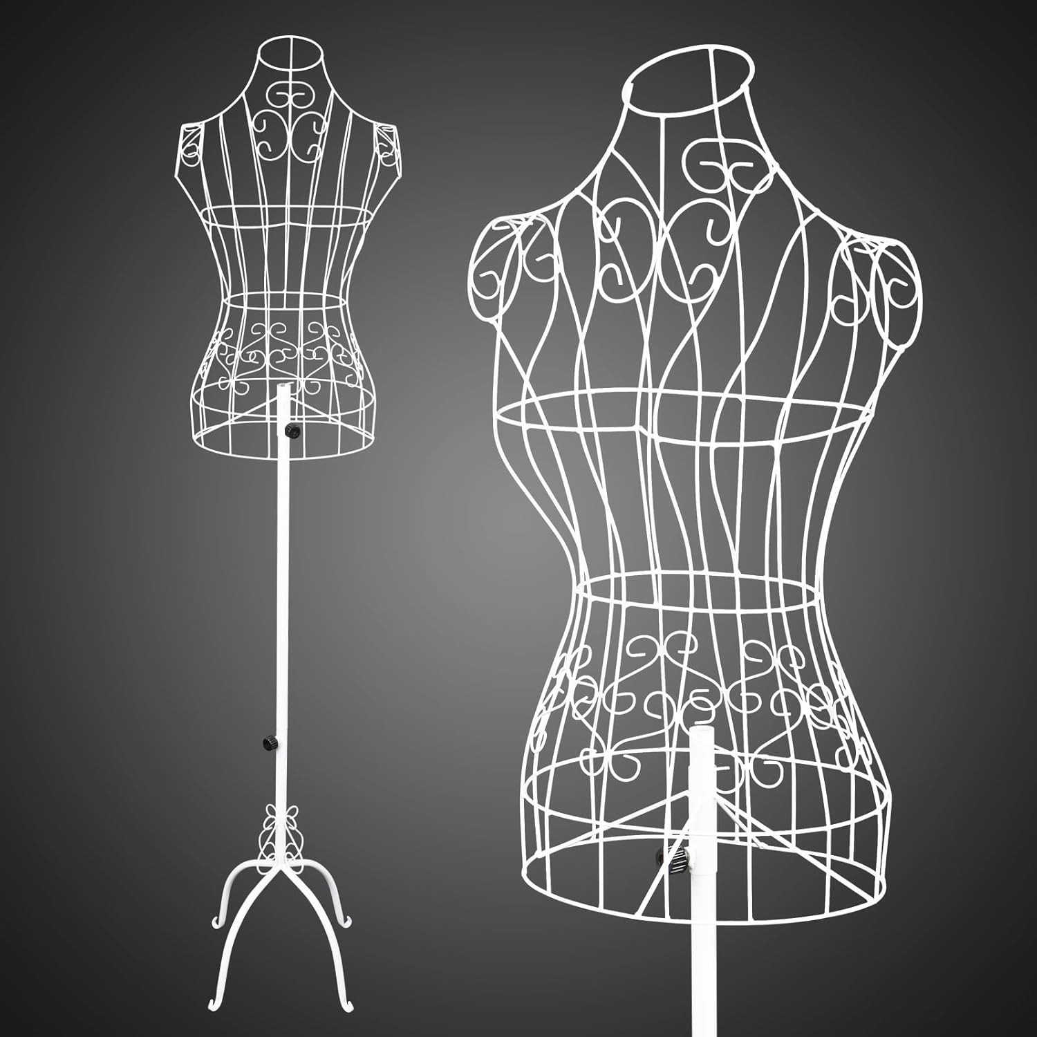 Female Wire Dress Form Vintage Style Wire Mannequin for Home Decor Display White