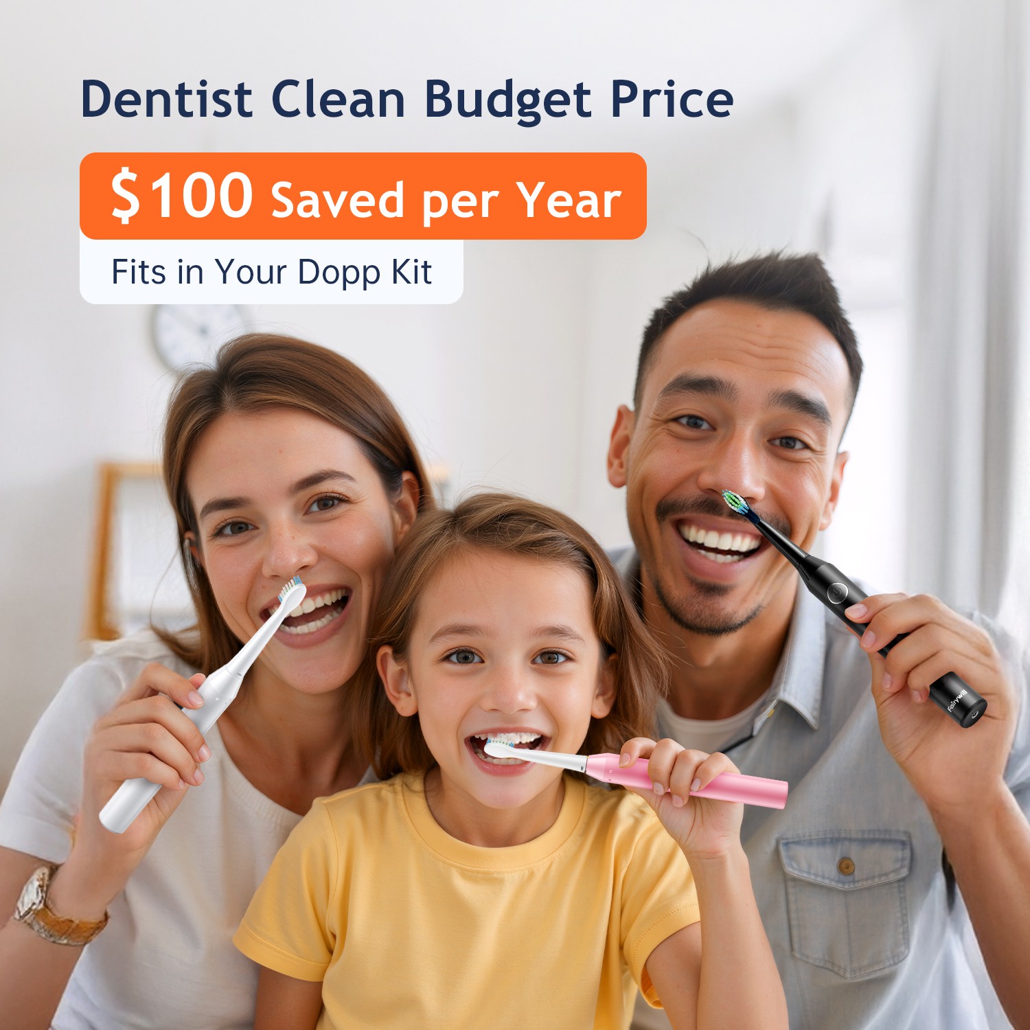 Fairywill Sonic Electric Toothbrush 5 Mode Timer Rechargeable with 6 Brush Heads