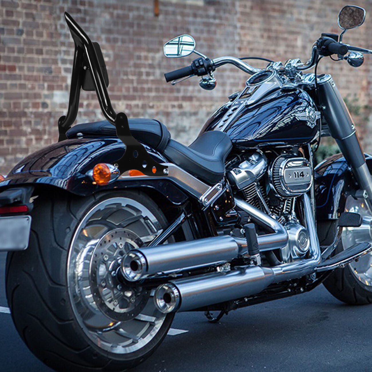 Detachable Rear Sissy Bar Passenger Backrest For Harley FatBoy 18+/Breakout 13+