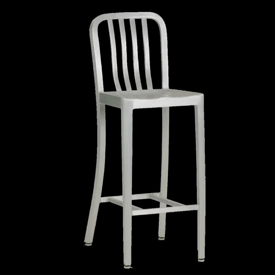Just Chair Manufaturing Industrial Aluminum Welded Frame Barstool w/ Slat Back