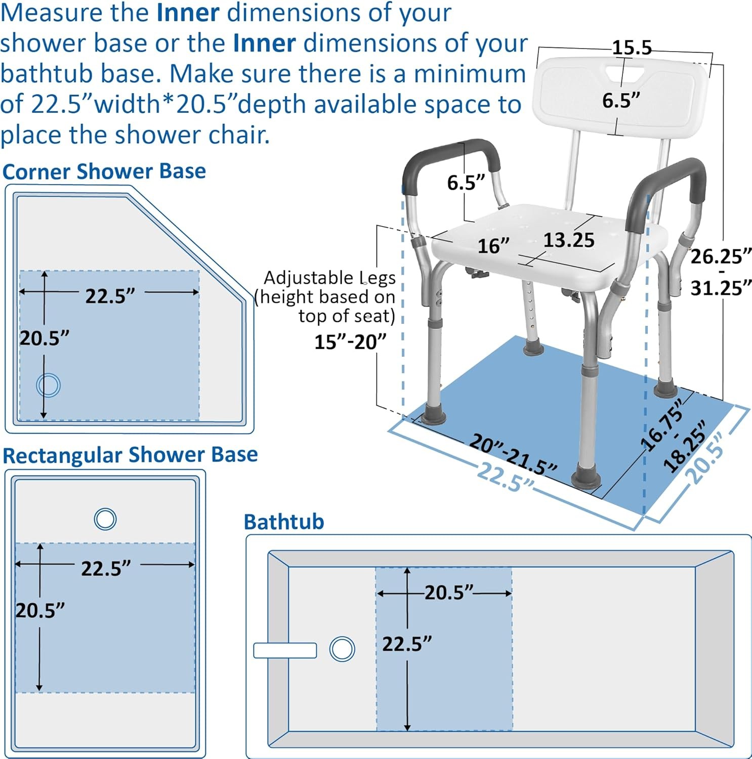 Medical Deluxe Spa Shower Chair Bath Seat with Arms and Back