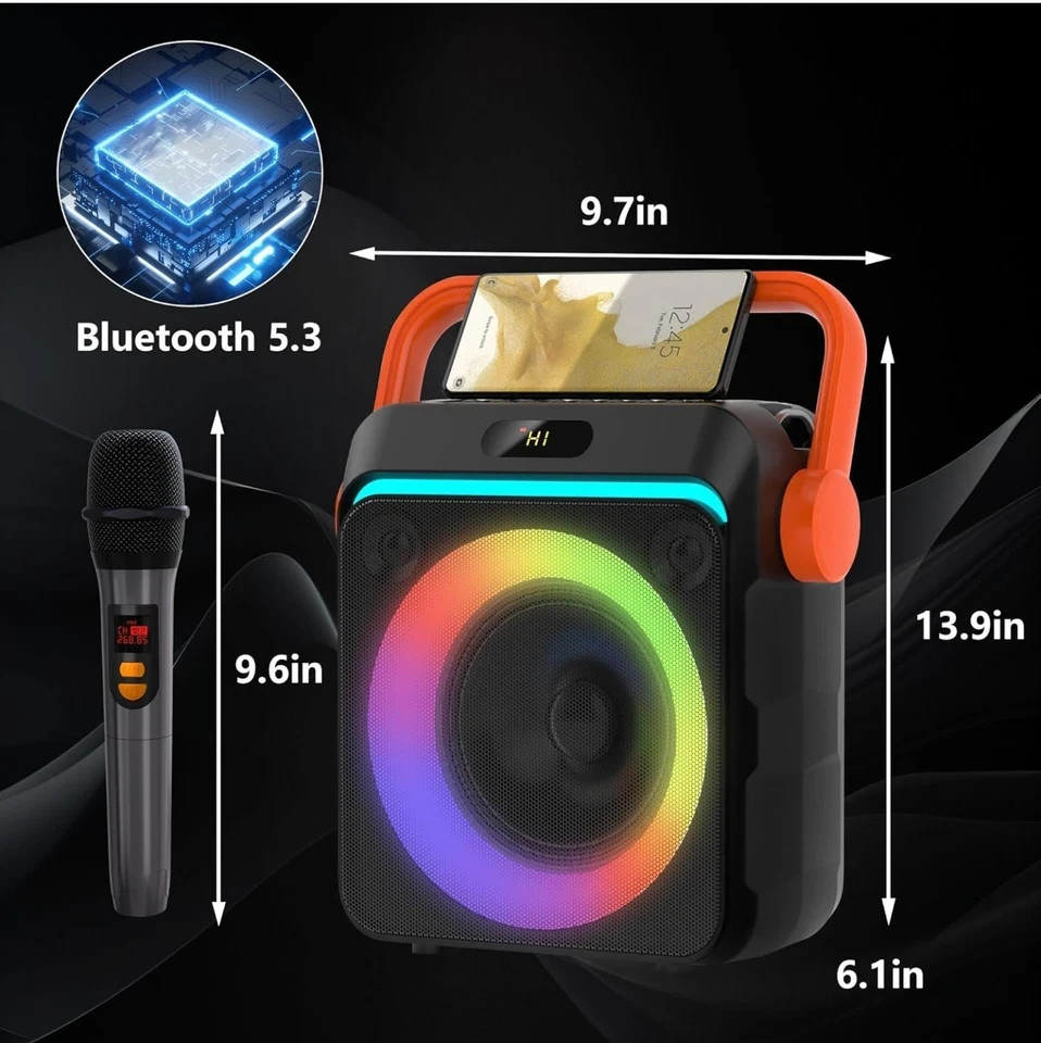 Karaoke Portable Machine Bluetooth Speaker 2 Wireless Microphone BRAND NEW FUN!!