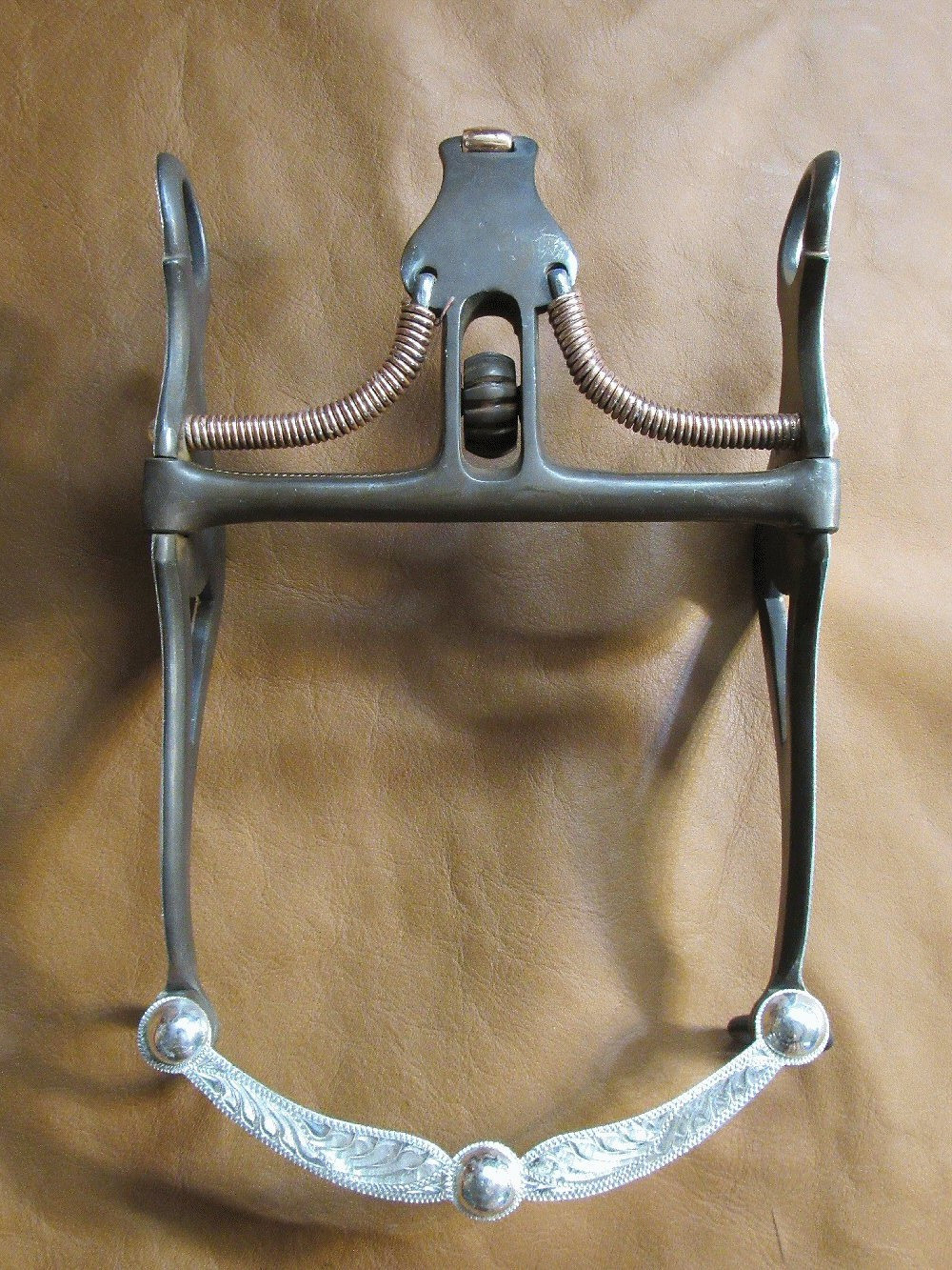 E Garcia Full Overlay Engraved Spade Silver Bit BrownFinish