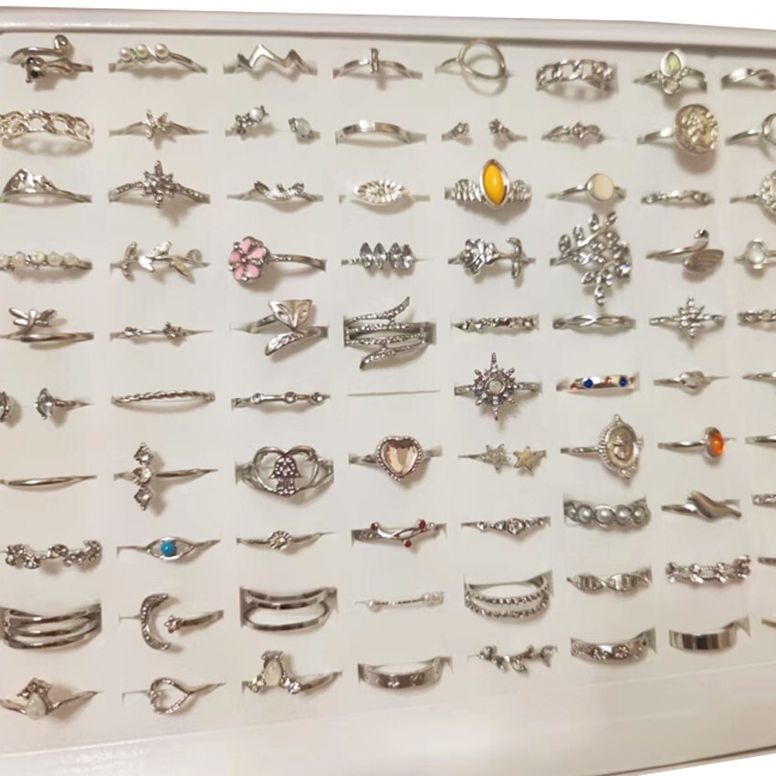 Bulk Lots 50 Antique Silver Bohemia Vintage Rings Mix Women Stone Retro Charms