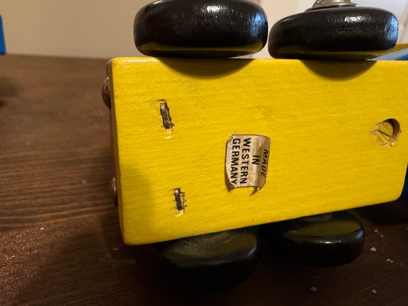 Western Germany Vintage Heros Wooden Toy Car Transporter and Crane Truck Trailer