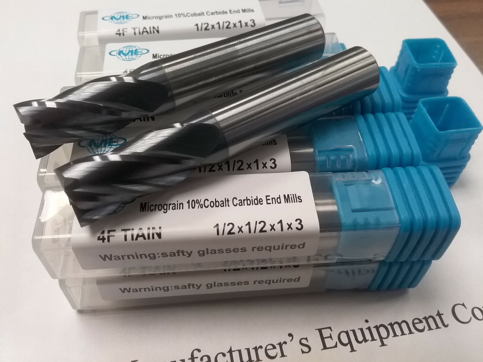 10pcs 1/2"x1x3 Solid Carbide End Mills Tialn Coated,4flt s/e,center-cutting-new