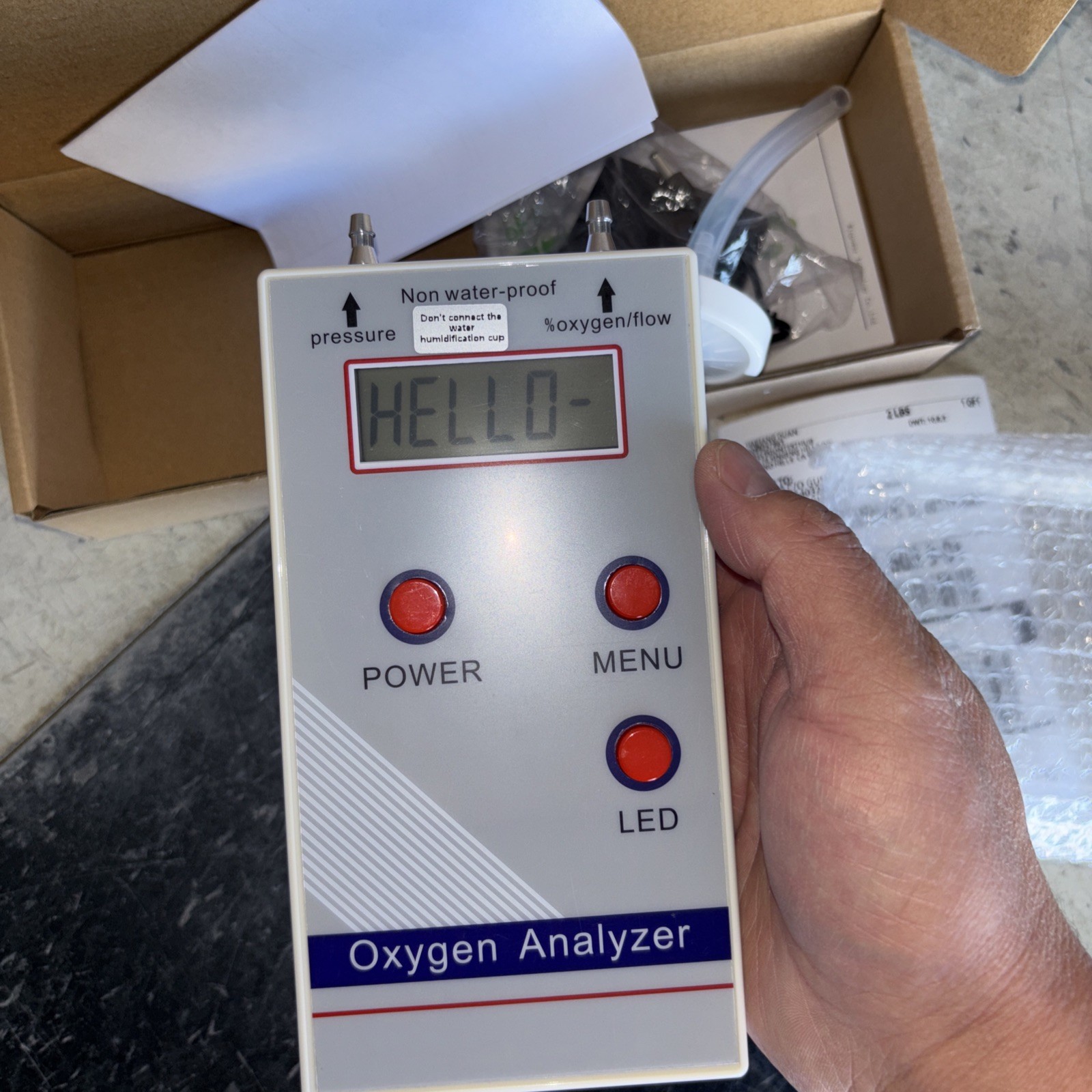 Ultrasonic Oxygen Meter O2 Flow Pressure Digital Readout Oxygen Analyzer