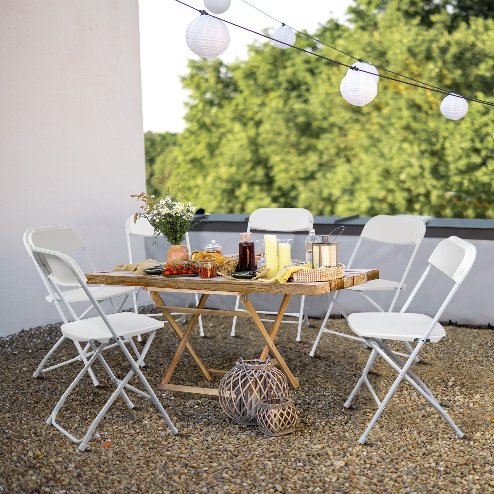 Garden 8Pack Plastic Folding Chairs Stackable Wedding Party Camping Dining Seats