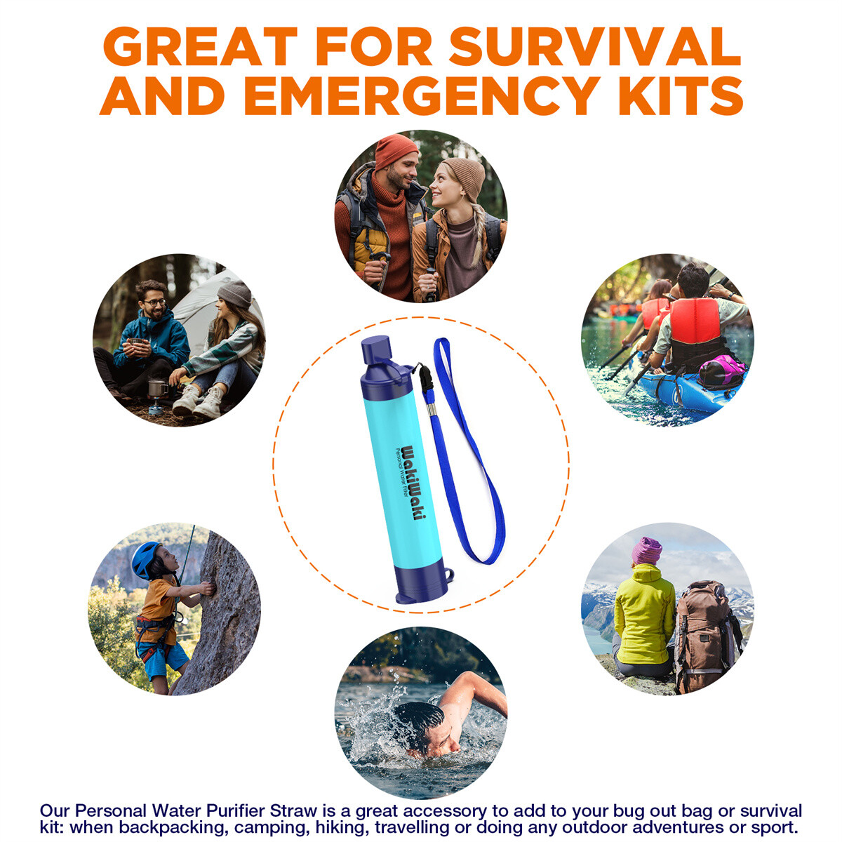 Personal Water Filter Straws Outdoor Emergency Portable Water Filtration 1-10Pcs