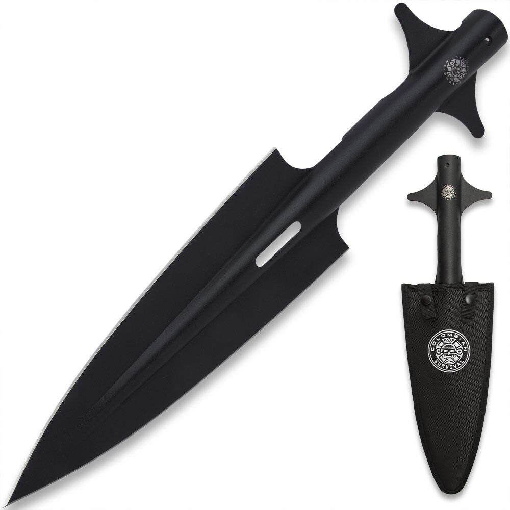 Colombian Colossal Spearhead | 11" Overall | High Carbon Steel | Nylon Sheath