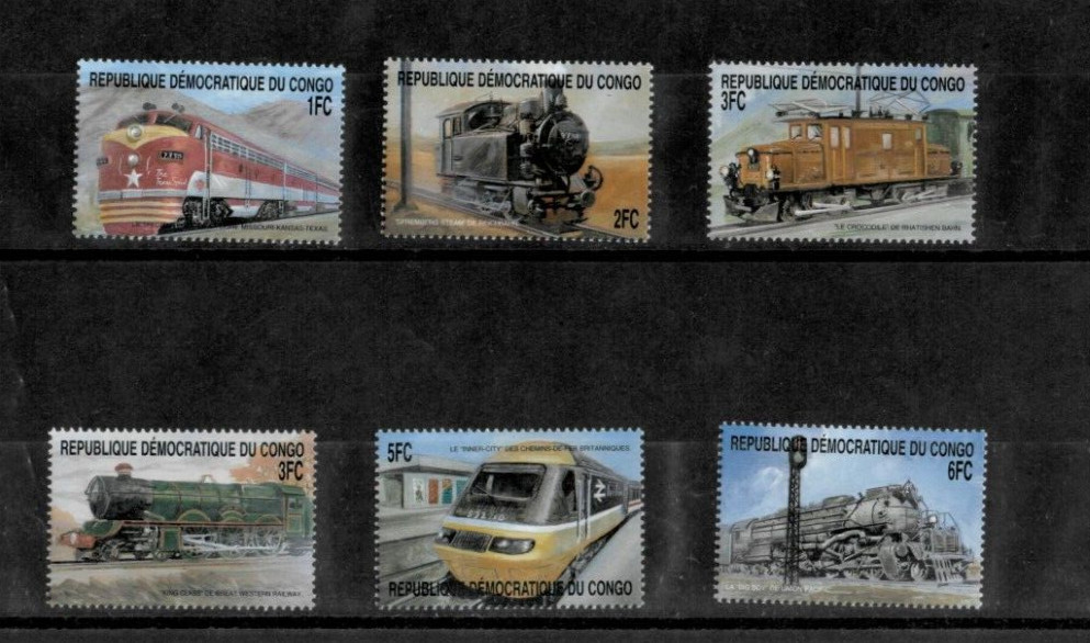 Congo 2000 - Trains - Set of 6 Stamps - Scott #1554-9 - MNH