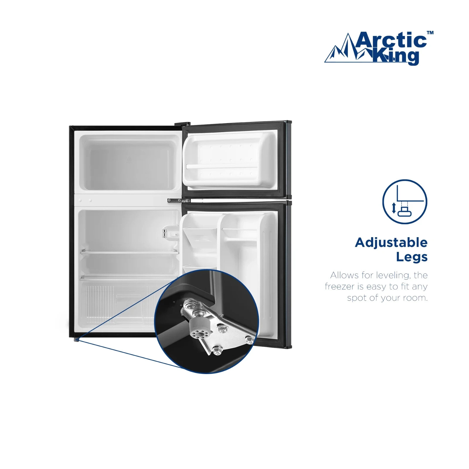 Arctic King 3.2 Cu ft Two Door Mini Fridge with Freezer, Stainless Steel, E-Star