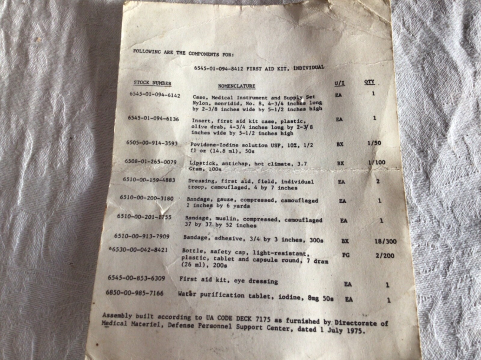 Vietnam U.S Airplane FIRST AID KIT-WITH UNOPENED SUPPLIES