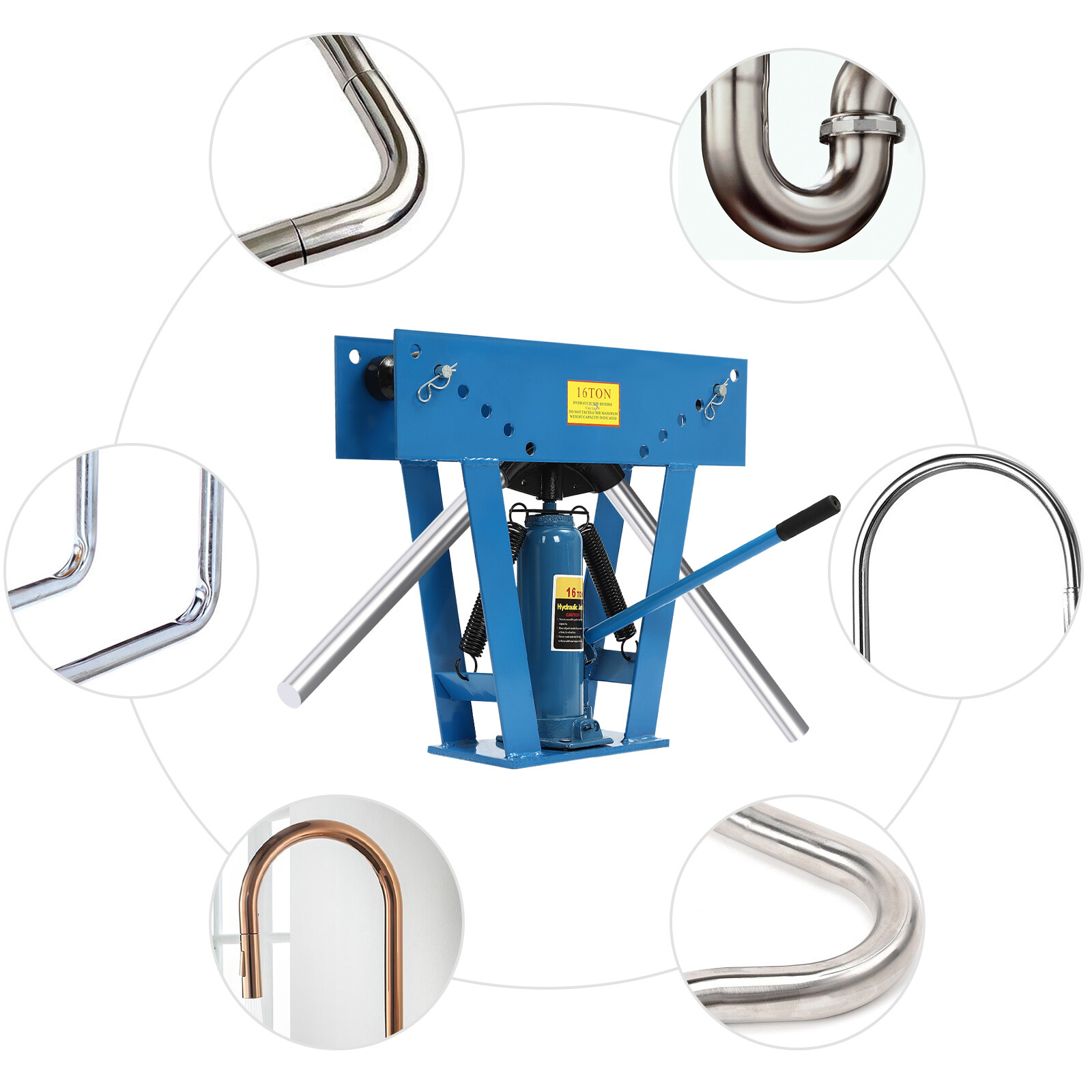 Heavy-Duty Pipe Bending Machine 16 Ton Hydraulic Pipe Tube Bender W/ 8 Dies