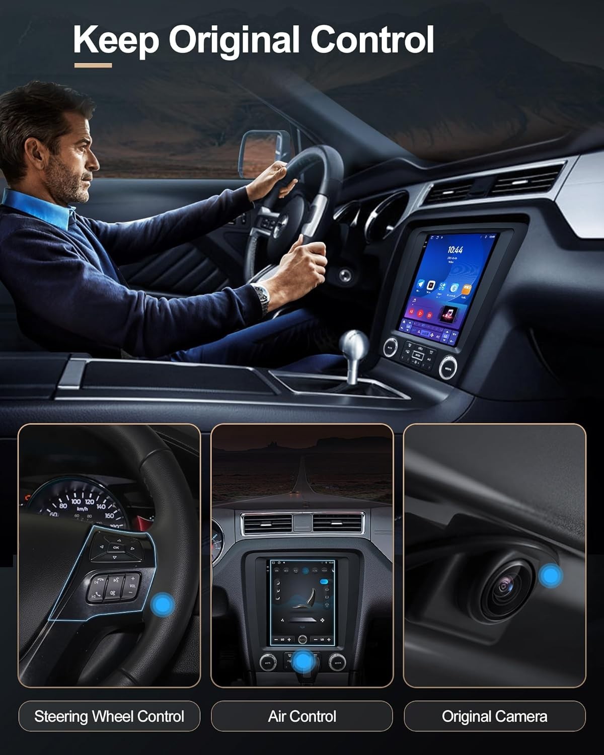 9.7" Car Radio Upgrade for Ford Mustang 2010-2014,Wireless CarPla Android Auto