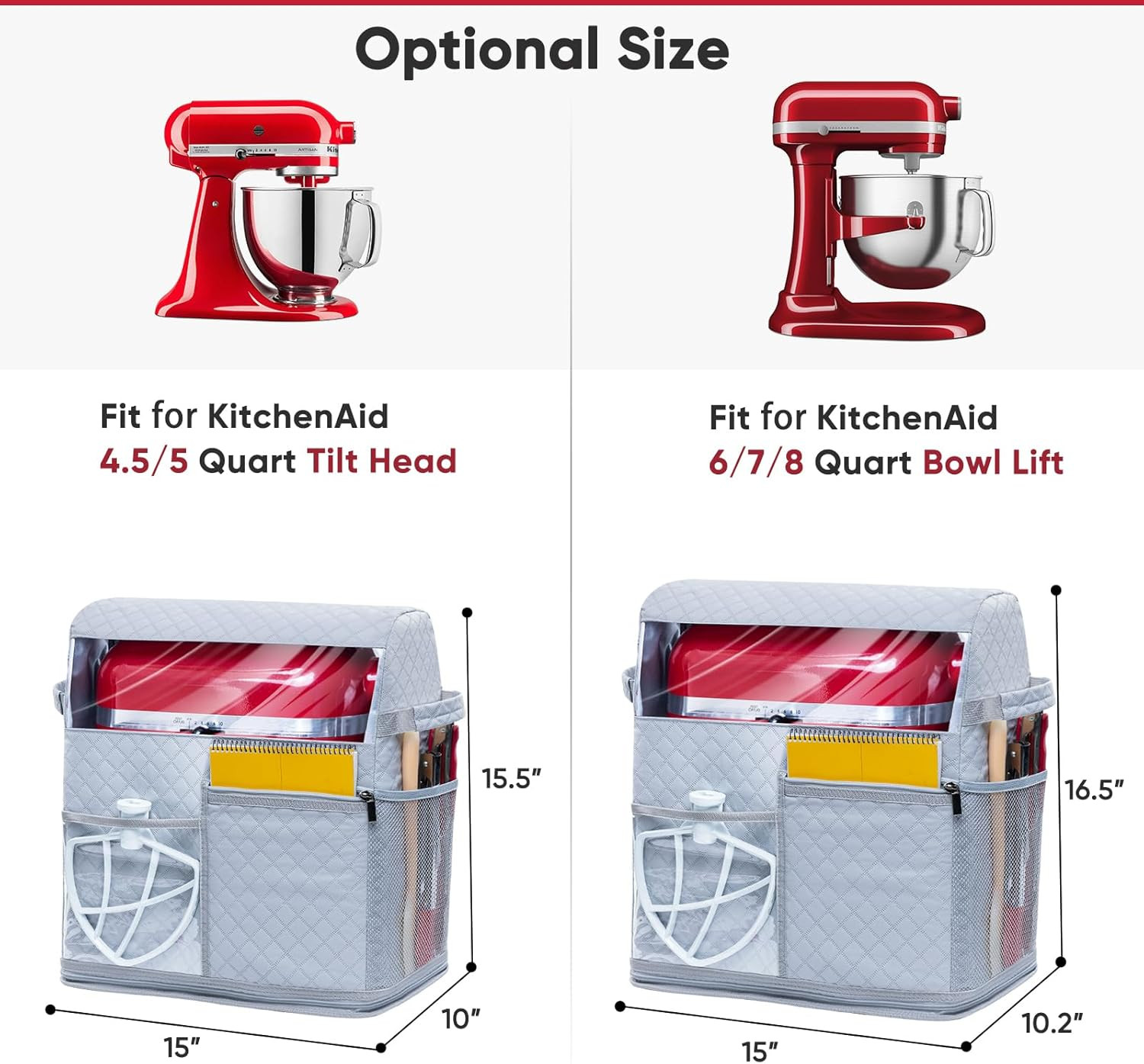 Stand Mixer Cover with Detachable Appliance Sliders Base Compatible with Kitchen