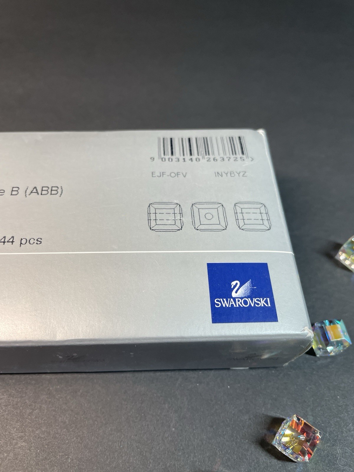 144 Factory Pack Swarovski Crystal 5601 AB Square 10mm Beads Aurora Borealis