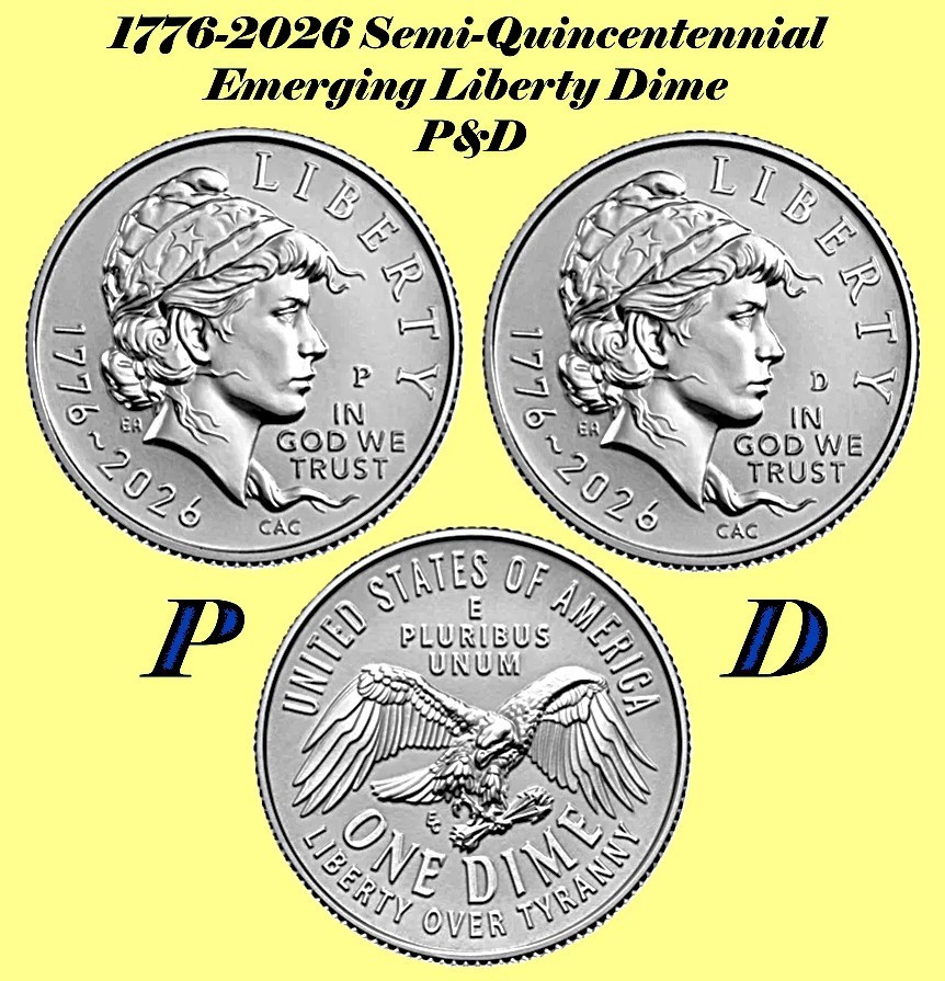2026 P&D Emerging Liberty Dimes 2 Coins Free Shipping In Hand Ready 2 Ship NOW