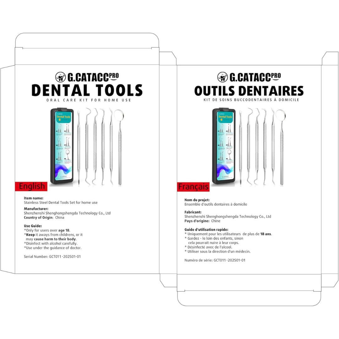 Dental Tools, Dental Pick for Teeth Cleaning, Stainless Steel Hygiene Kit with T