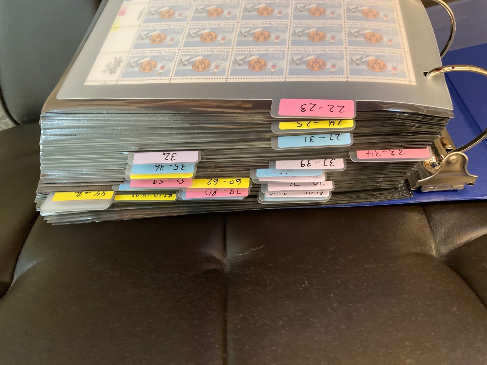 BEAUTIFUL LOT OF STAMP SHEETS IN 2 BINDERS, MOSTLY SHEETS W/ SOME BLOCKS , PAIRS