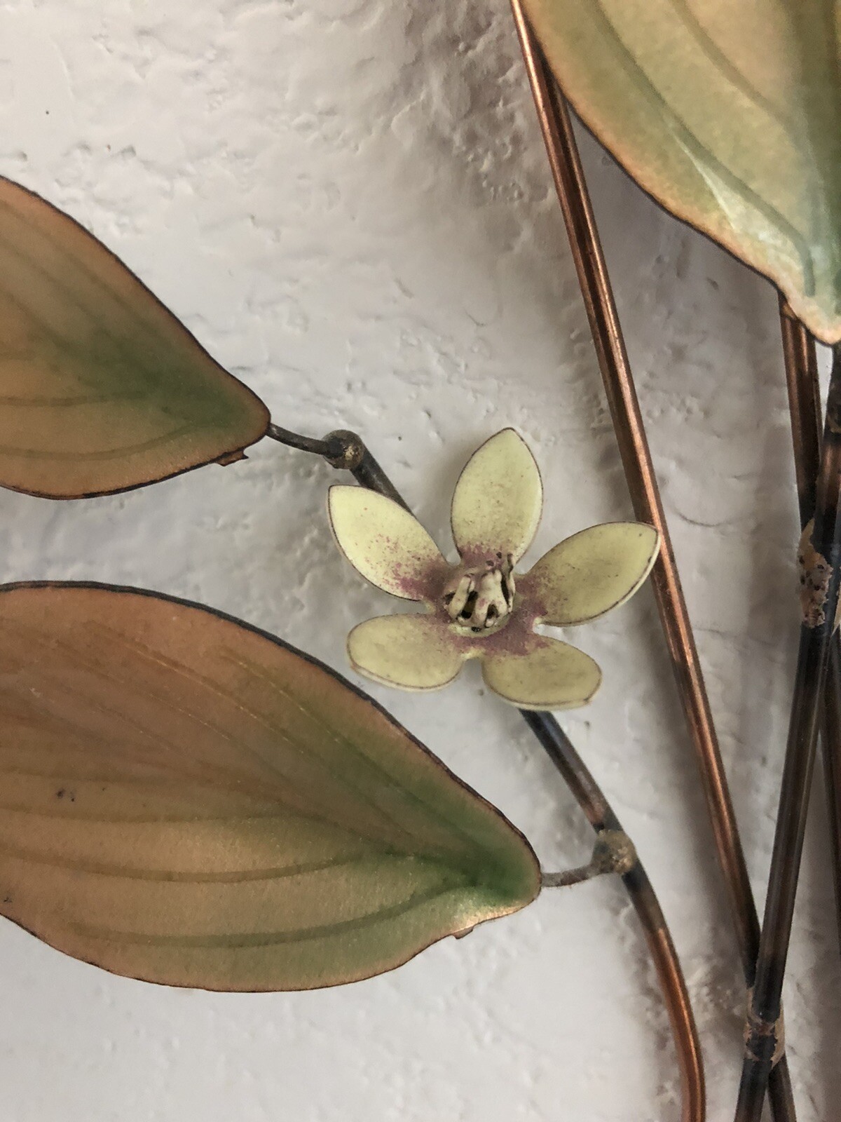 Lovely BUTTERFLY  FLOWER WALL SCULPTURE Bovano of Cheshire Copper Enamel Metal