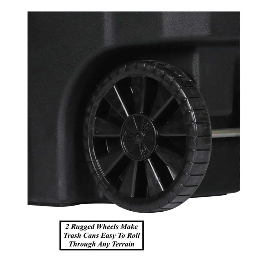 64 Gallon Garbage Cans Trash Cans 2 Rugged Wheels Ergonomic Handle and Lid Heavy