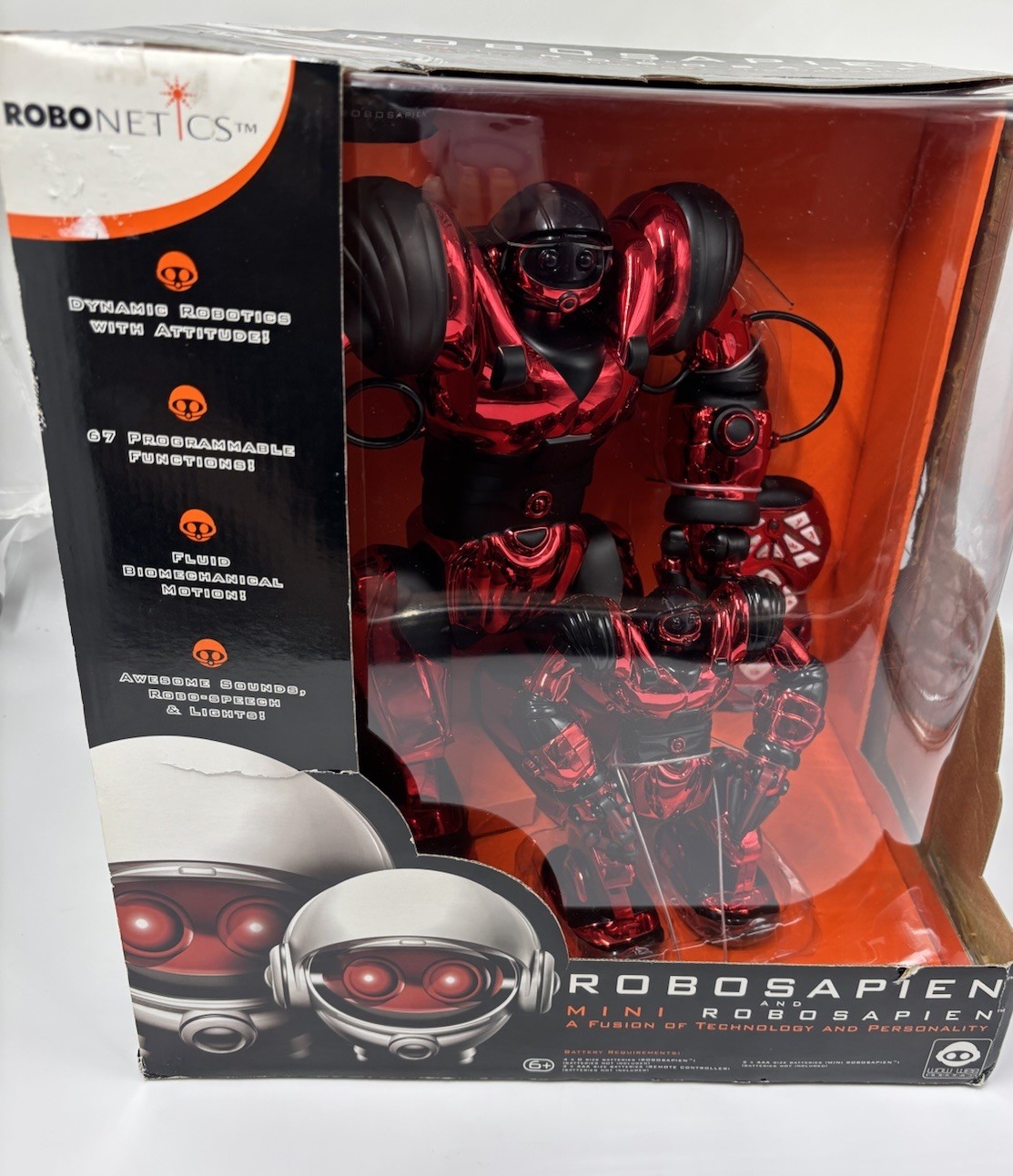 NEW 2005 WowWee Robonetics Robosapien & Mini Combo Set- Metallic Red Chrome Rare