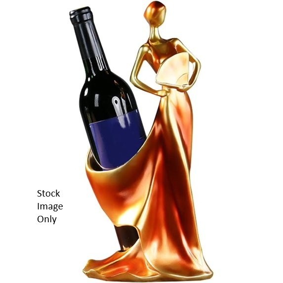 Wine Bottle Holder Stand Elegant Beauty Lady Woman Girl with Fan Made of Resin