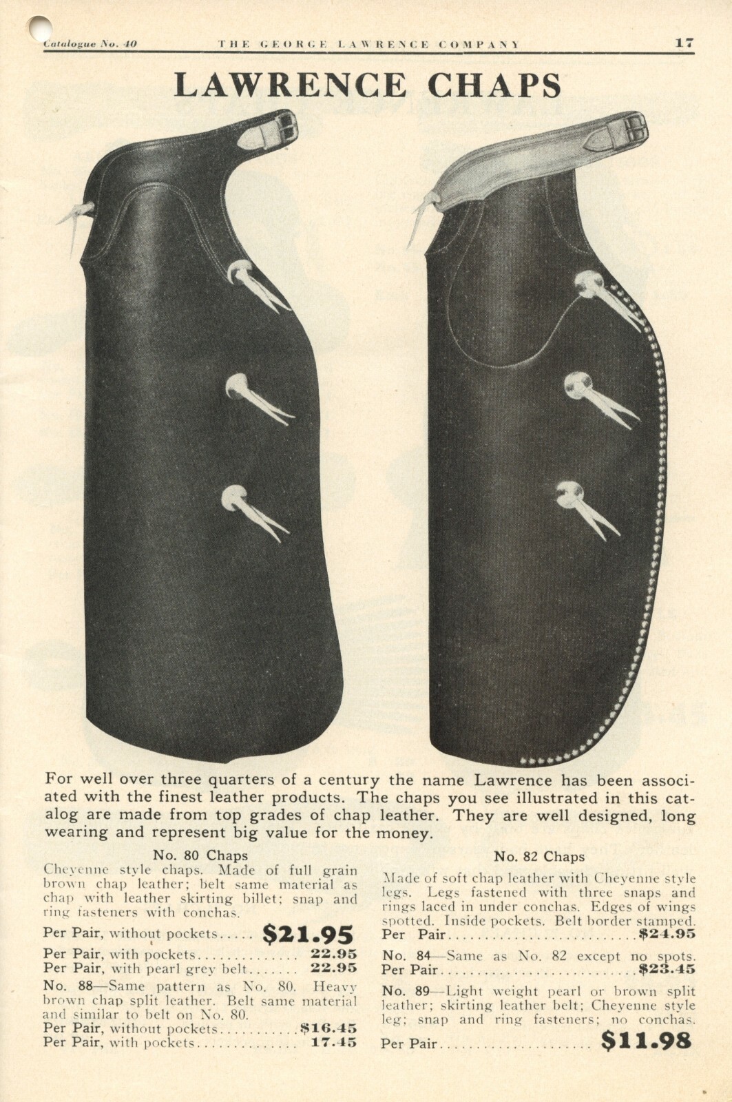 1940 George Lawrence Leather Catalog #40 on CD - Saddles, Holsters, Portland, OR