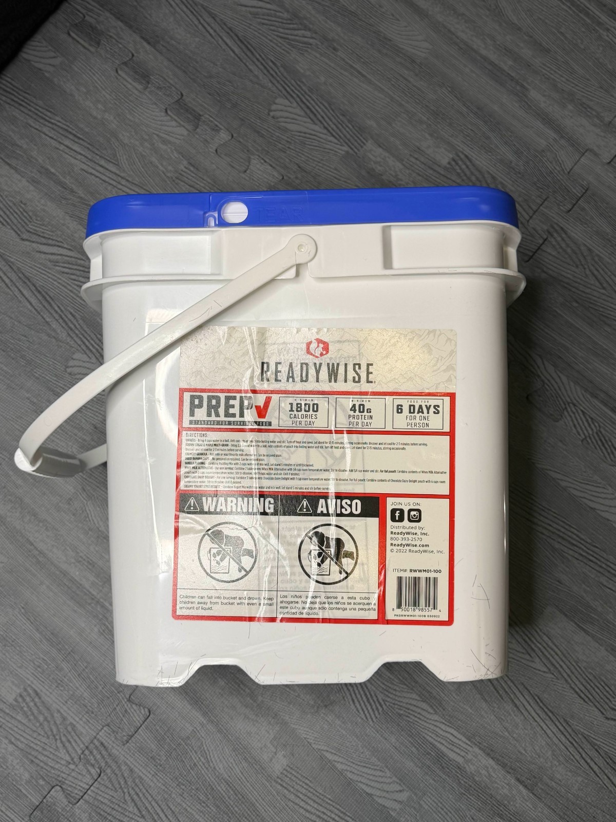 ReadyWise Emergency Food Supply 100Serving Bucket | 25 Year Shelf Life 05/25/22