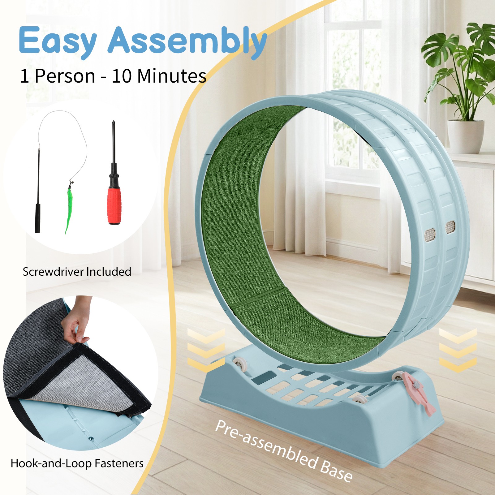 30in Cats Exercise Wheel with Lock Large Light Blue Treadmill Wheel for Indoor