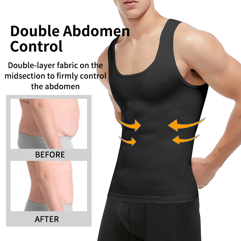 Mens Body Shaper Slimming Shirt Compression Vest Elastic Slim Shapewear Tank Top