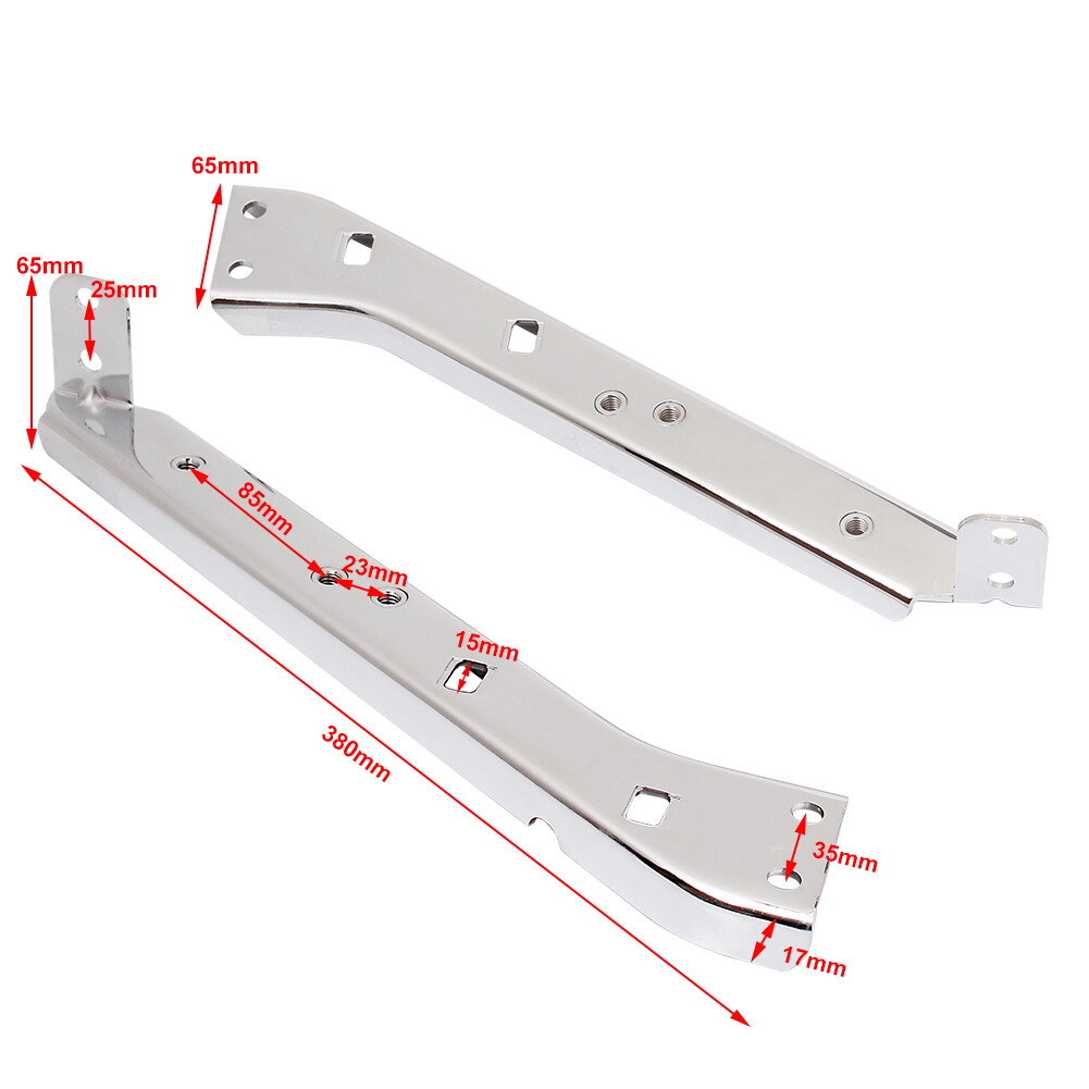 Pair Chrome Saddlebag Rail Support Brackets for Harley Touring FLT FLHT 85-08