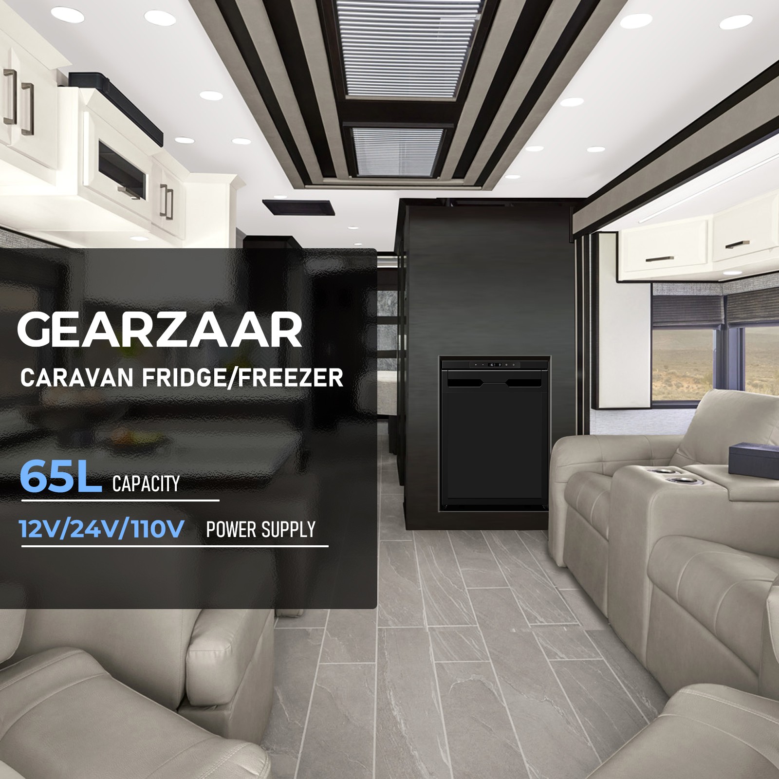 Mini Refrigerator AC110 DC 12V Fridge 2.3cu ft/65L RV Refrigerator for Truck RV