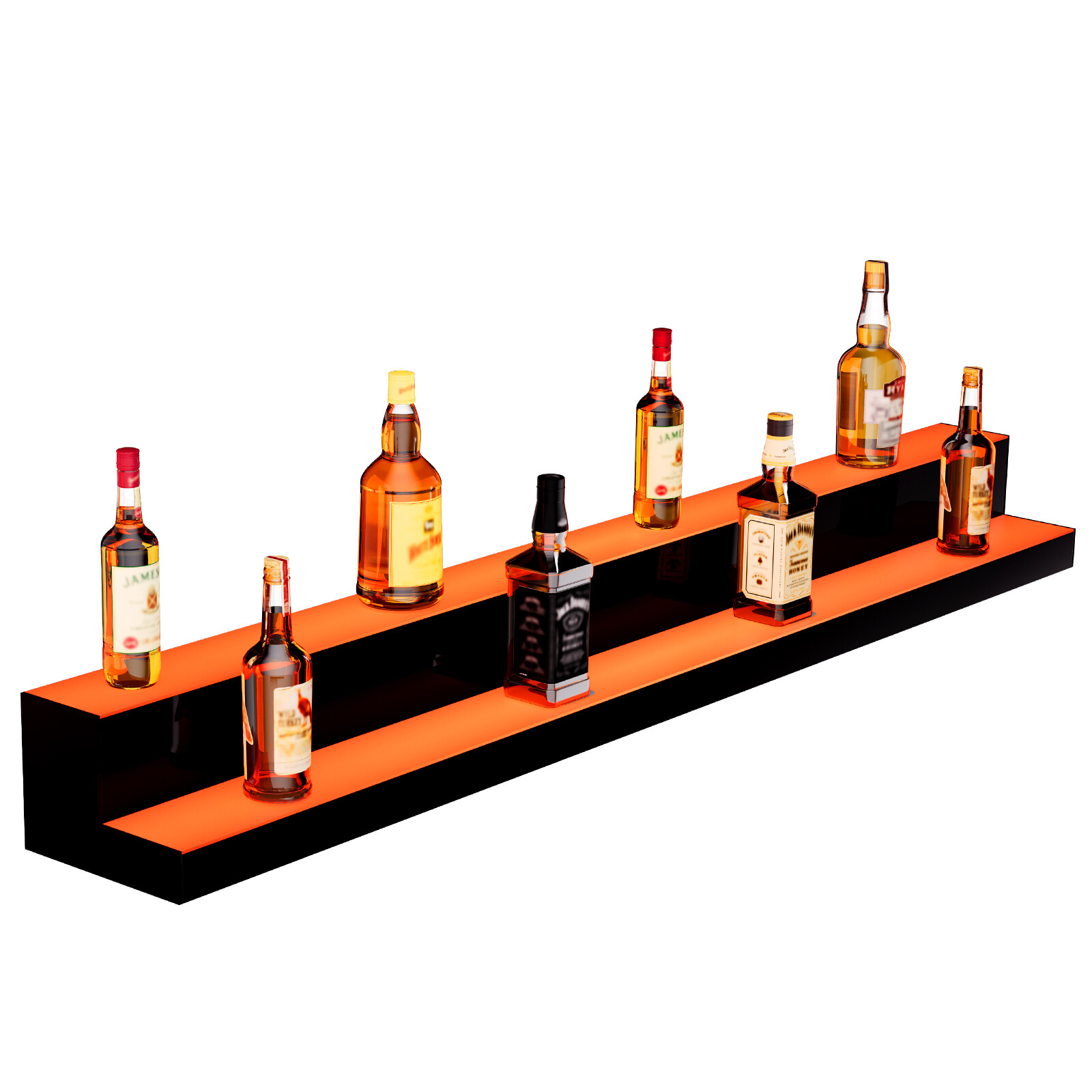 VEVOR60" 2-Step LED Lighted Liquor Bottle Display Bar Shelf RF & App Control