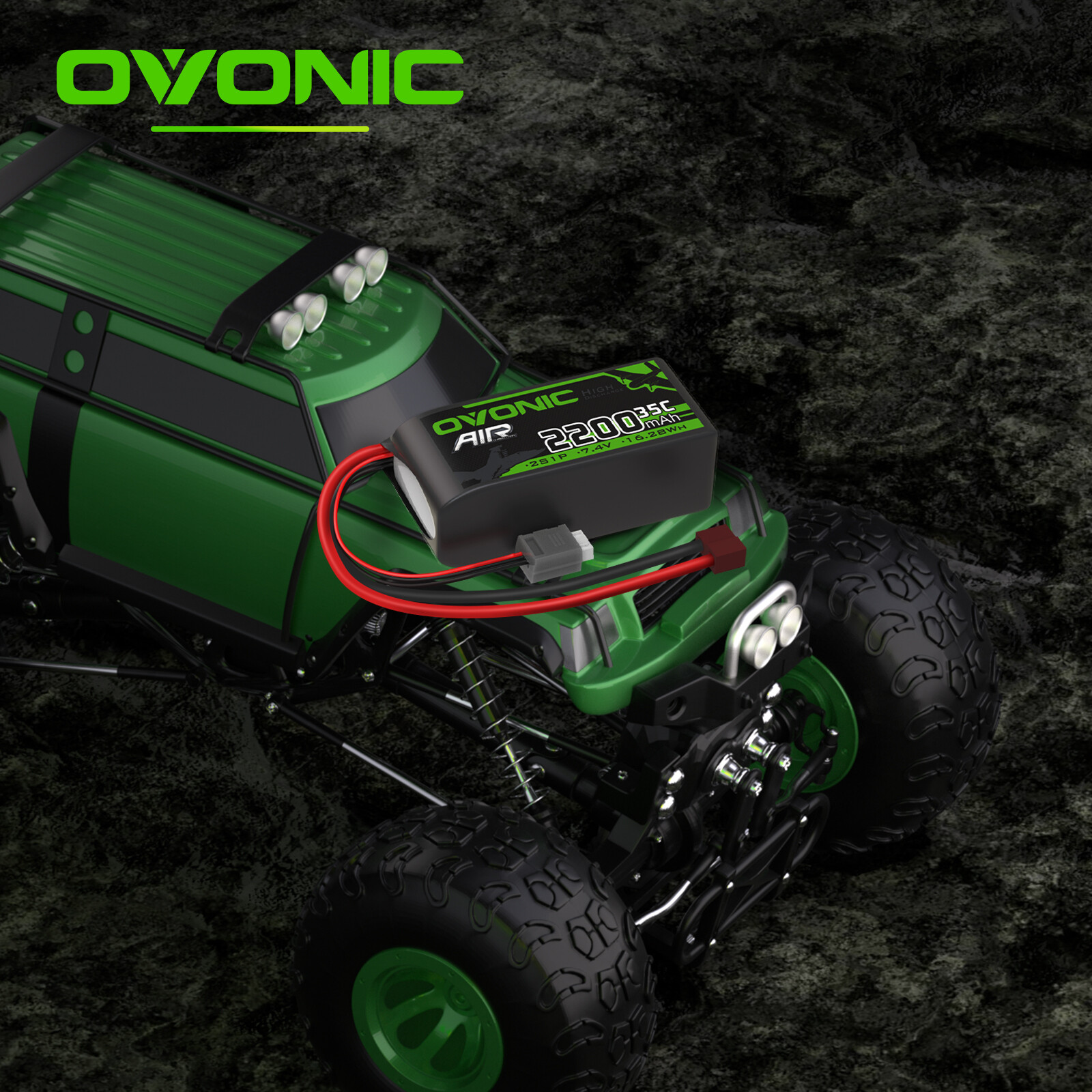 2X OVONIC 7.4V 35C 2200mAh 2S Short LiPo Battery Deans Plug For RC Car Airplane