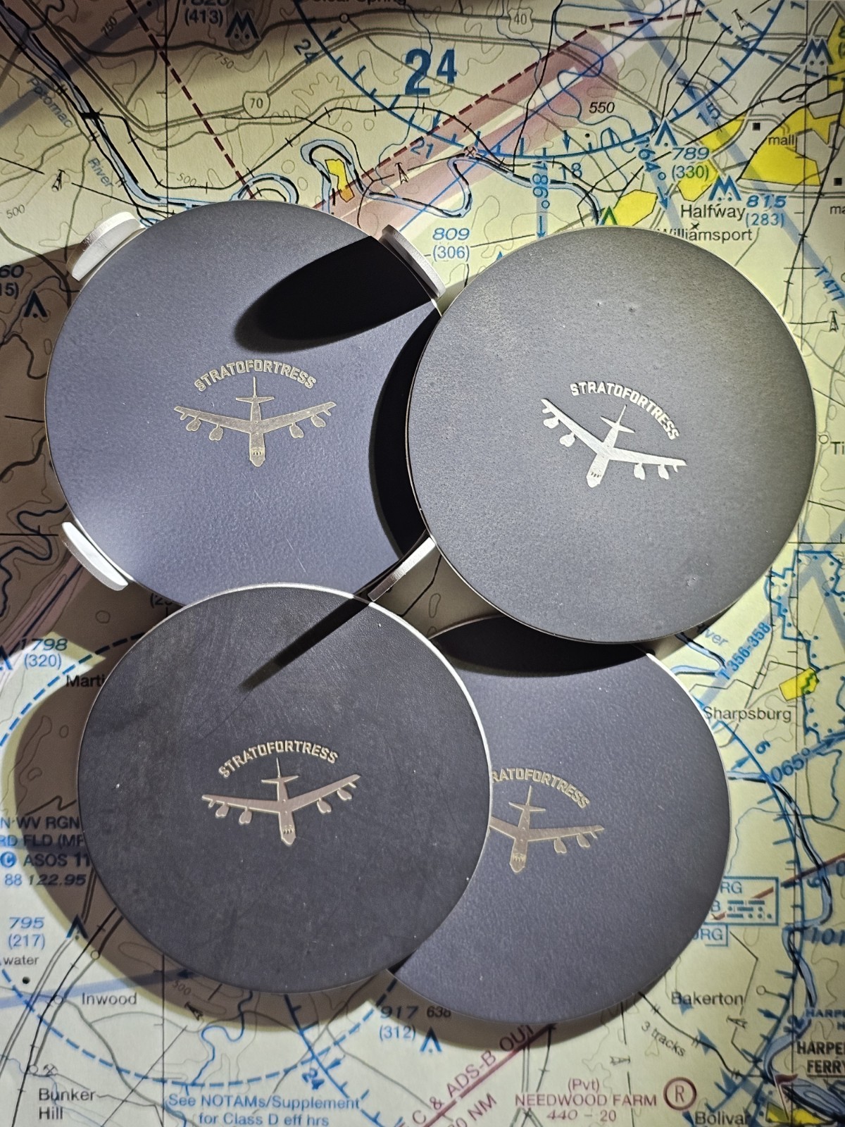 MOTOART PLANETAGS B-52 STRATOFORTRESS COASTER SET OF 4 W/HOLDER