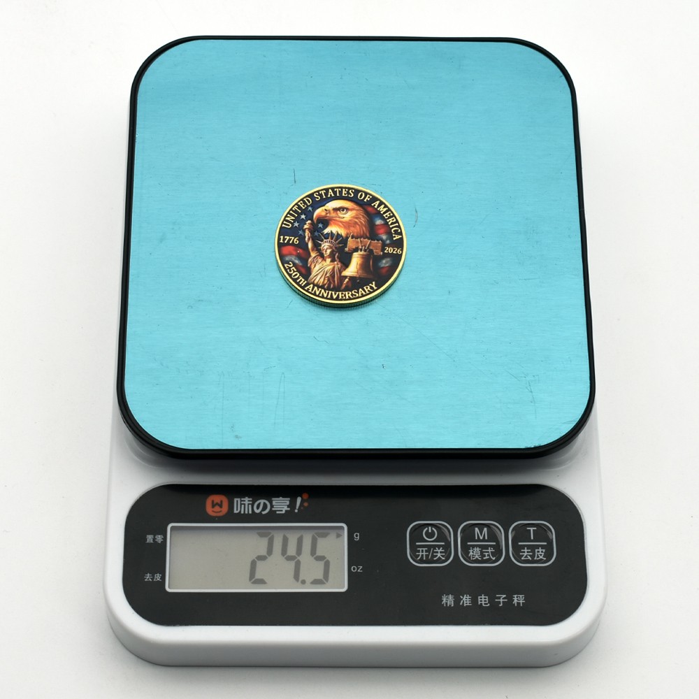 1776–2026 United States 250 Years of Freedom Coin Gold-Plated Anniversary Medal
