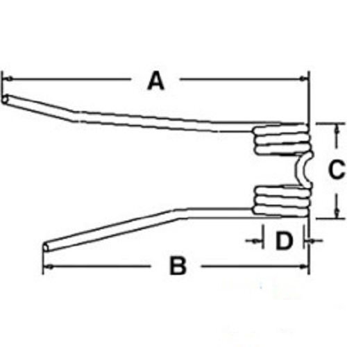 Tedder Teeth 7" Short Tine x 9.25" Long Tine x 4.5" Tine Gap x 2.5" Coil pz106