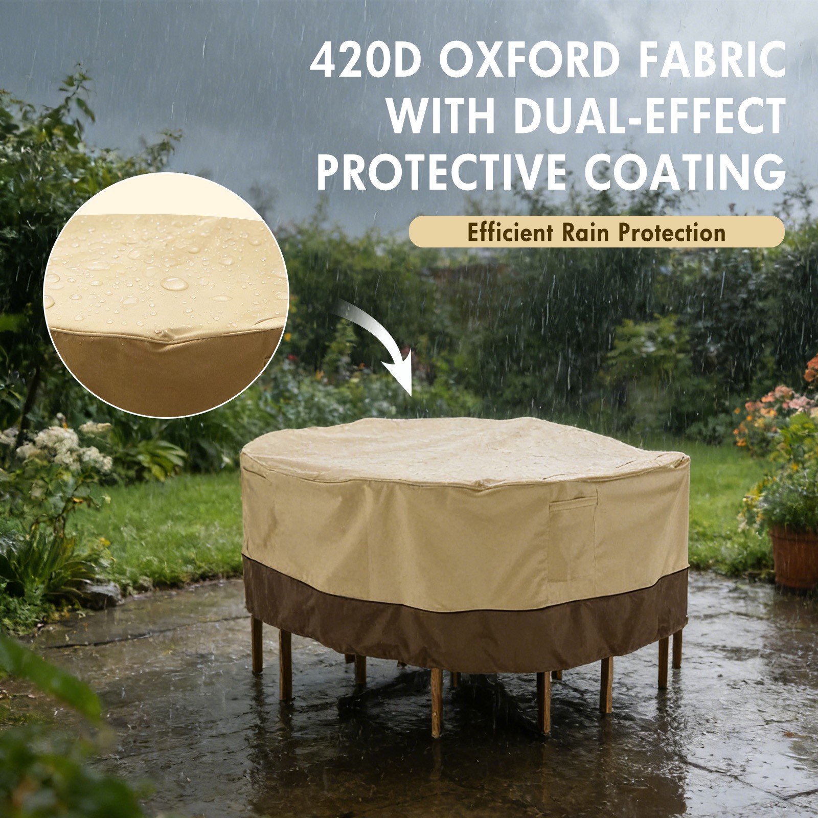 Outdoor Patio Round Furniture Cover Waterproof Windproof Table Chair Set Covers