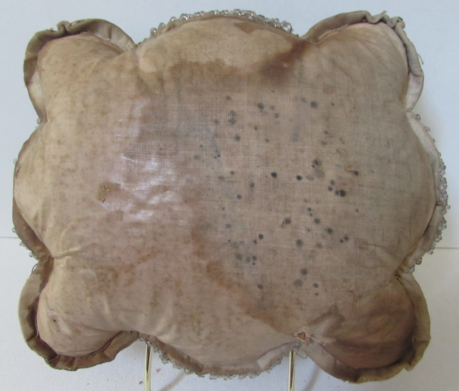 OLD AUTHENTIC NATIVE AMERICAN INDIAN BEADED PILLOW ~ 6" x 7" ~ IROQUOIS ?++ (D)